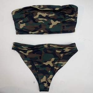 Camo high waisted tube top bathing suit